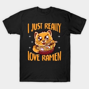 Cute & Funny I Just Really Love Ramen Anime Cat T-Shirt